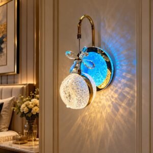 Luxury Crystal Flower Globe Wall Light