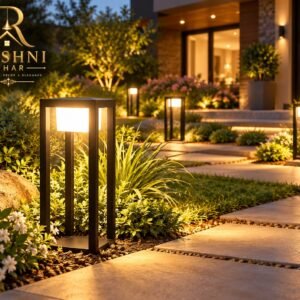Modern Lantern Frame Bollard Garden Light