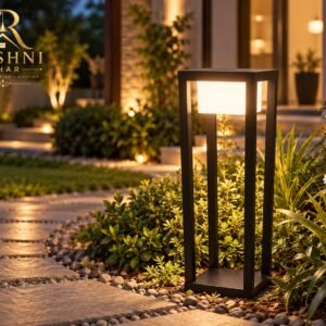 Tall Lantern Frame Bollard Garden Light