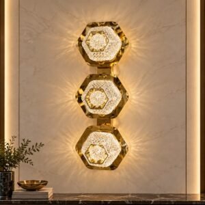 Luxury Triple Hex Crystal Wall Light