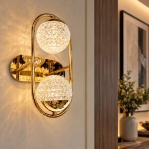 Luxury Double Crystal Globe Wall Light