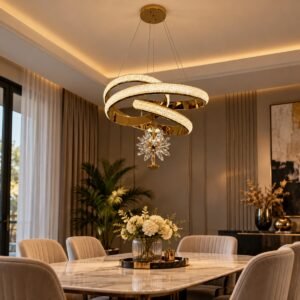 Elegant Gold Crystal Ring Hanging Light