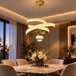 Modern Gold Crystal Spiral Hanging Light