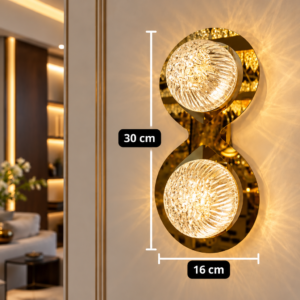 Luxury Double Crystal Orb Wall Light