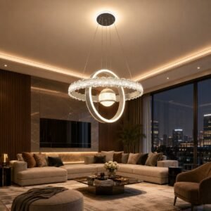 Elegant Gold Crystal Spiral Hanging Light