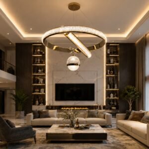 Modern Gold Crystal Ring Hanging Light