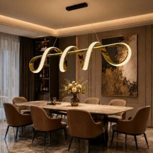 Modern Gold Crystal Wave Hanging Light