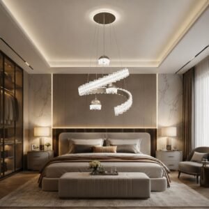 Modern Crystal Helix Pendant Light