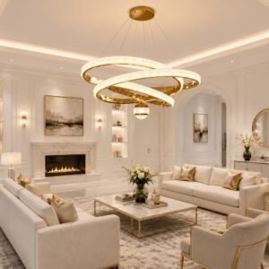 Elegant Gold Crystal Orbit Hanging Light