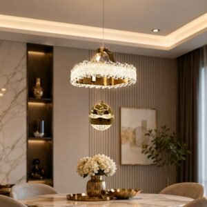 Elegant Gold Crystal Ring Chandelier