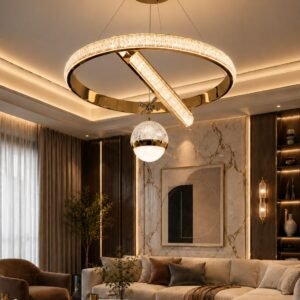 Modern Gold Crystal Orbit Pendant Light
